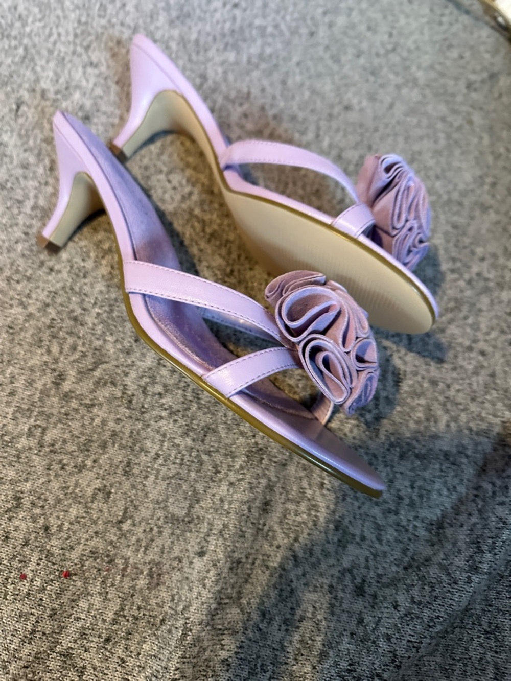 Coldwater Creek Lavender Floral Rosette Slip-On Mules sz 8.5 - Picture 5 of 6